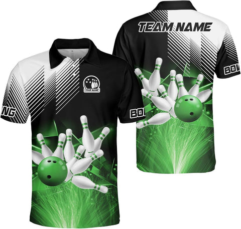 Intenprints Custom 3D Bowling Polo Shirts Personalized Jersey Men Women Team Name Unisex Bowling Shirt Jerseys