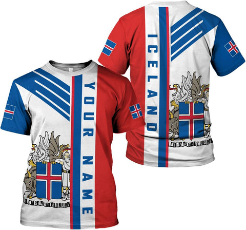 MoonArt Personalized Iceland Shirt 3D, Reykjavik Souvenir Tshirt Icelandic Pride Flag T-Shirt Men Women Shirts