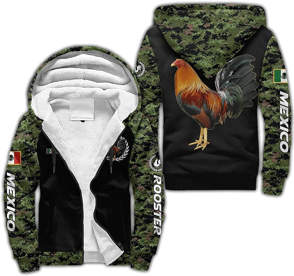 Zip Hoodie Personalized Mexican Rooster 3D Printed Rooster Lover Unisex Hoodie, T Shirt, Zip Up Hoodie, Sweatshirt for Men Women HD503 Multicolor