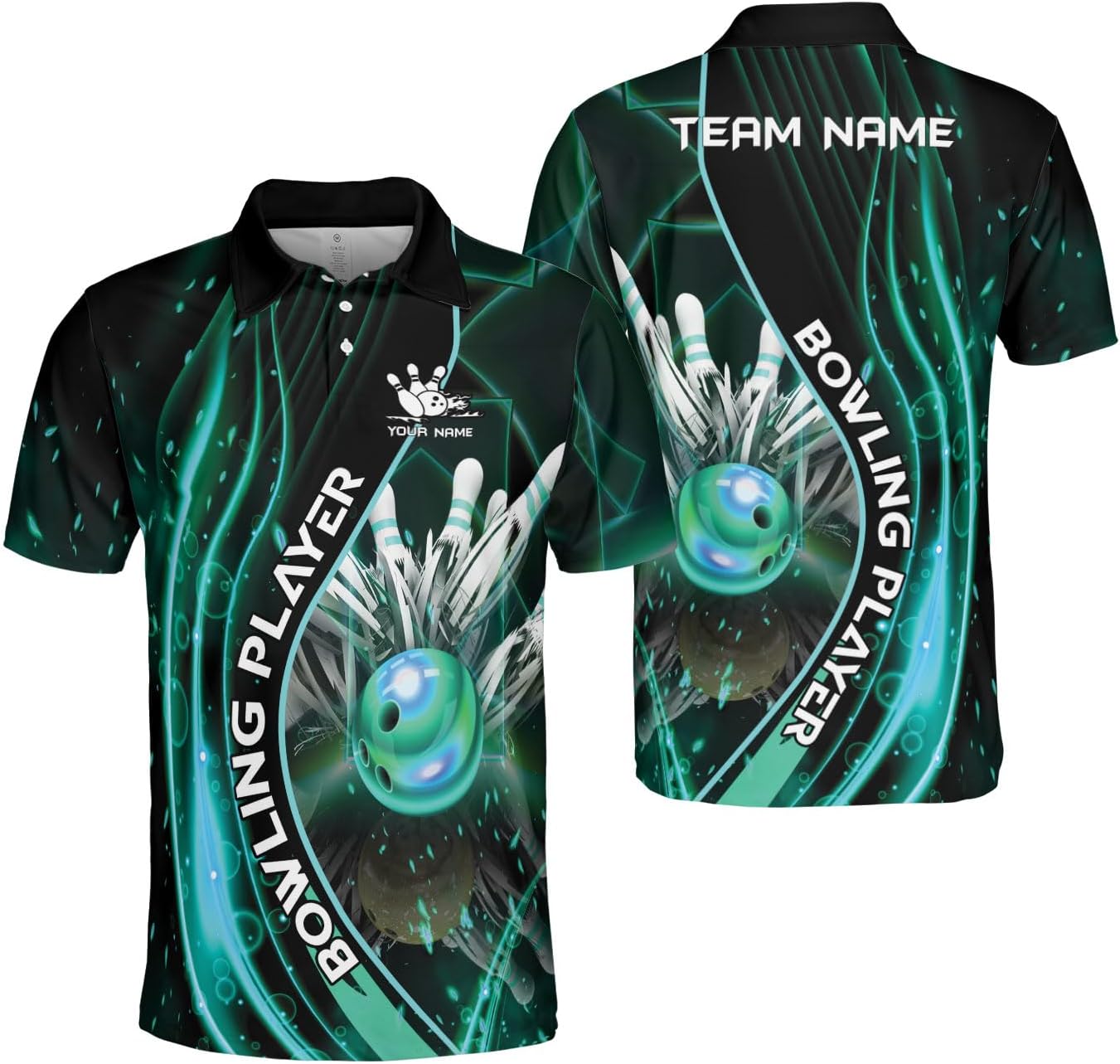 Ligthuy Personalized Name Bowling Polo Shirts 3D for Men and Women, Bowling Shirt, Bowling Shirts for Men Team Bowling Shirt