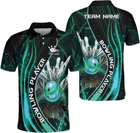 Ligthuy Personalized Name Bowling Polo Shirts 3D for Men and Women, Bowling Shirt, Bowling Shirts for Men Team Bowling Shirt