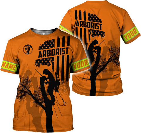 Personalized Arborist T-Shirt 3D, Woodworker Shirt, Mens Tree Climber Shirt