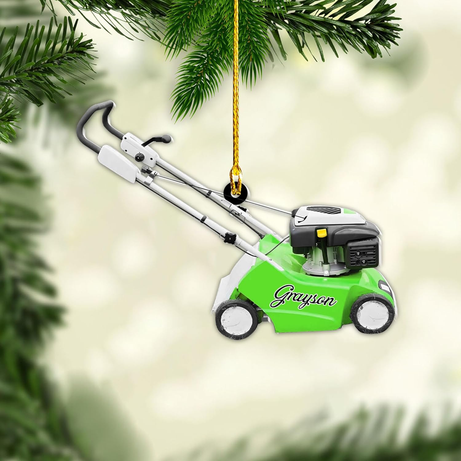 Personalized Lawn Mowers Christmas Ornaments 2024, Push Mower Ornament, Lawnmower Acrylic Wood 2D Flat Ornaments, Riding Lawn Mower Christmas Tree Decorations, Large Lawn Ornaments for Xmas (GLM 1)