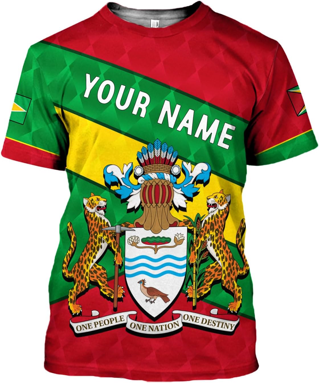 Rivelus Personalized Name 3D Shirt, Guyana Tshirt for Men Women, Guyanese Flag Pride Shirts, Guyana Gift S-5XL