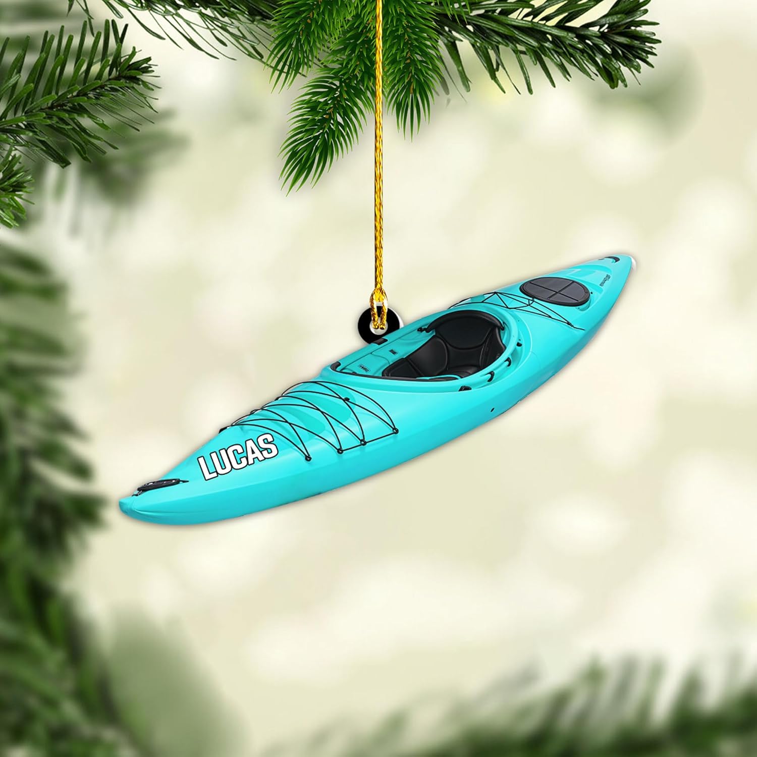 AOVL Personalized Kayak Ornament Lake Kayaking Board Ornament Kayak Gift for Christmas Tree Kayaking Christmas Ornament Kayaking Gifts Ornaments (KY1)