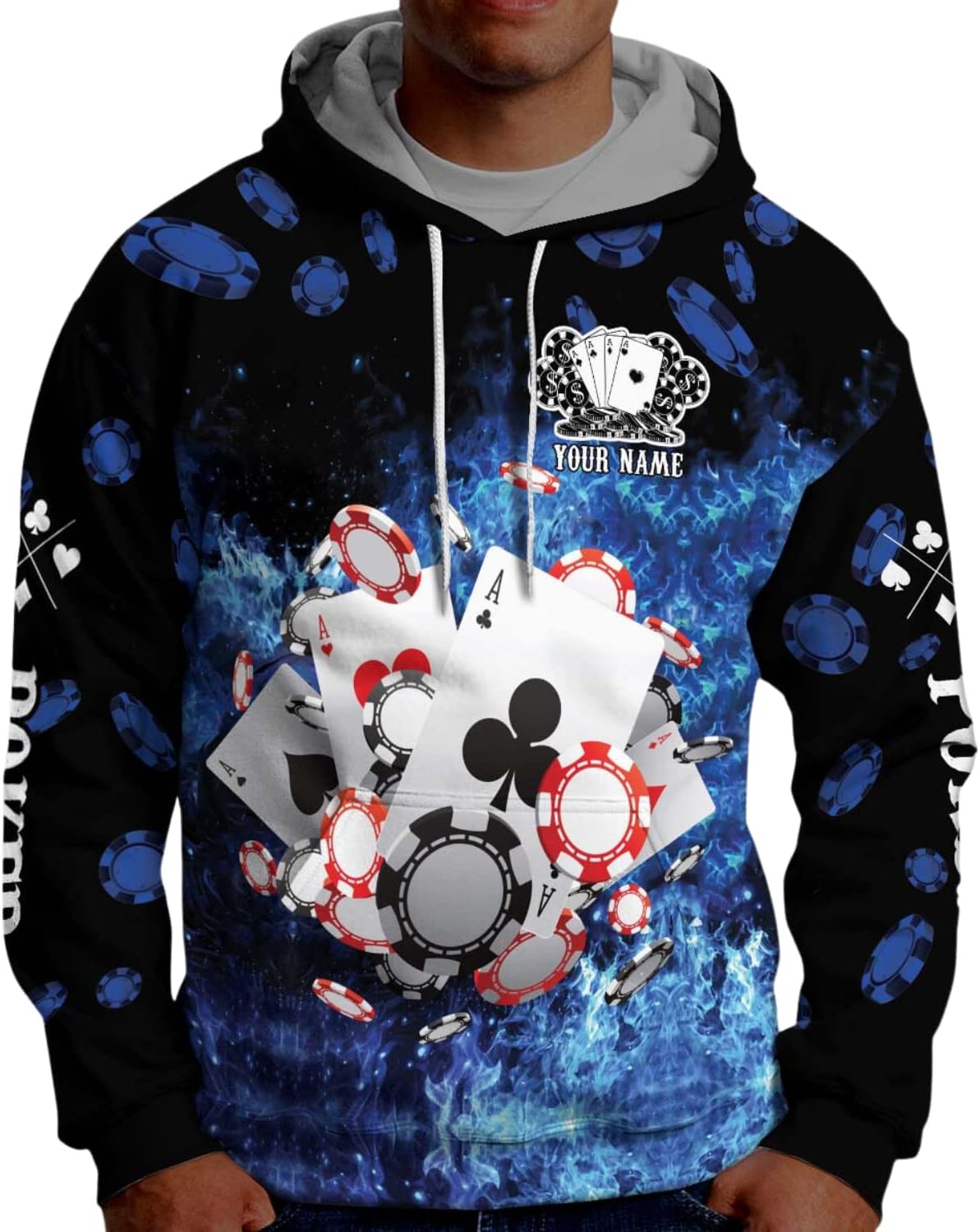 Personalized Poker Shirt, Poker Player Shirt, Funny Casino Poker Pattern 3D Over Print, Unisex Poker Tshirt Men Women