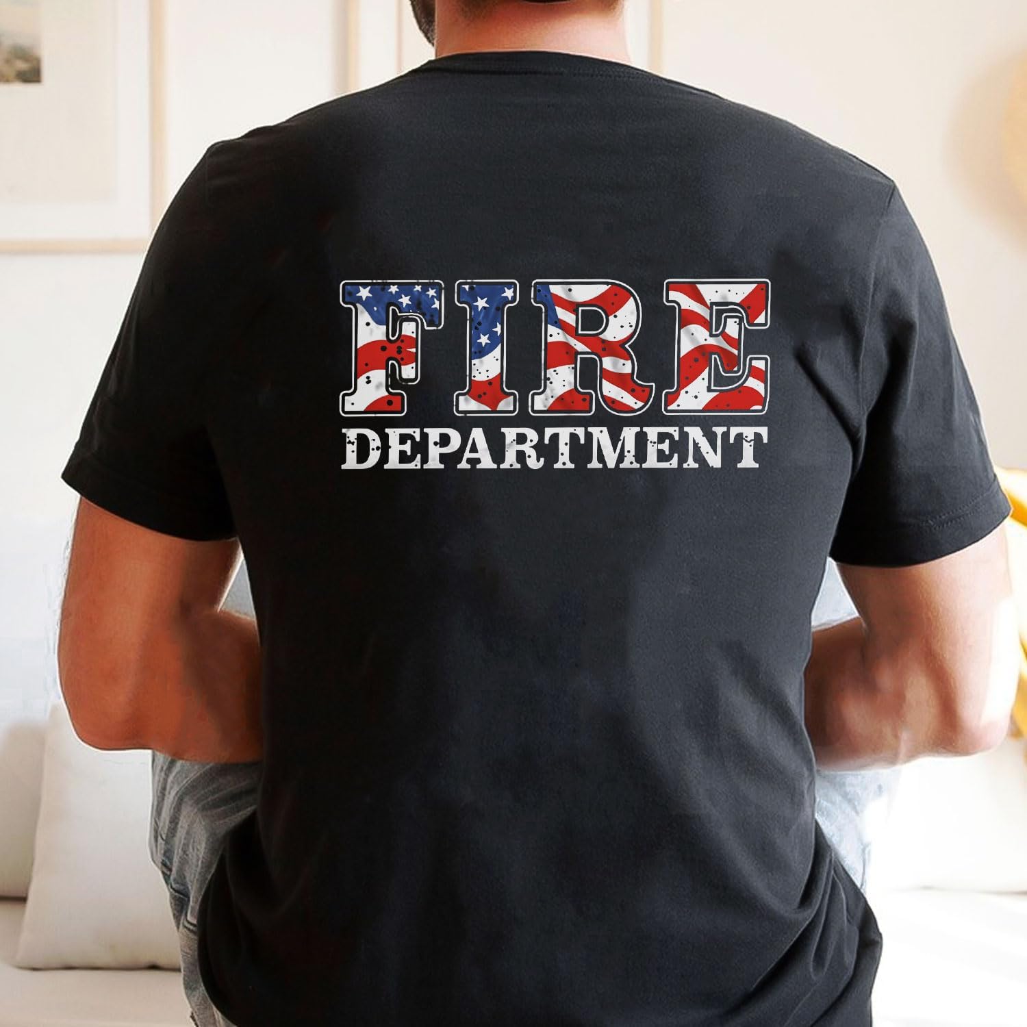 Pesonalized Red Line Fire Fighter T-Shirt, Fire Fighter T Shirt, Fire Department Shirts for Men, Fire Rescue Shirt