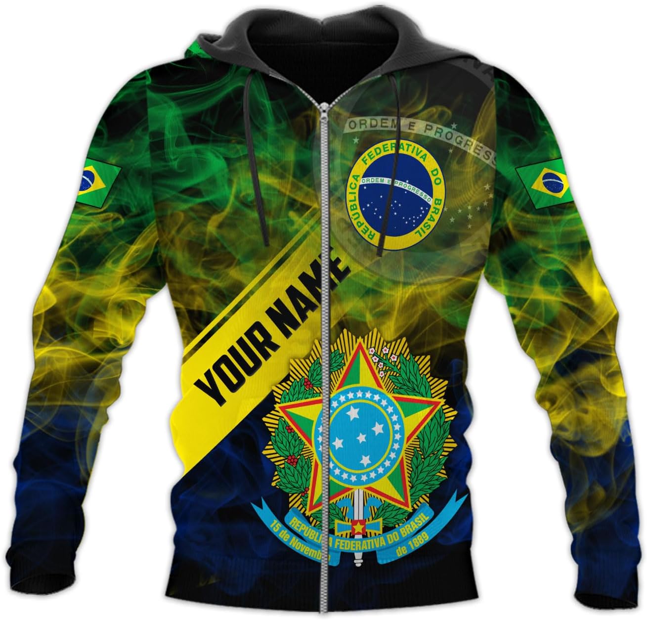 Mostprints Personalized Name Brazil Shirt 3D, Brasil Shirt Flag Custom Name Brazilian Shirt for Men and Women Unisex S-5XL