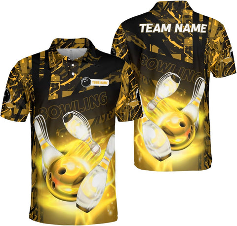 Ligthuy Personalized Name Bowling Polo Shirts 3D for Men and Women, Bowling Shirt, Bowling Shirts for Men Team Bowling Shirt
