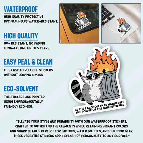 3PCS The Raccoon That Harnesses The Power of The Dumpster Fire 3" Sticker, Funny Embrace The Chaos Sticker Dumpster Fire Raccoon Stickers Truck Car Decal for Laptop Water Bottle Toolbox Phone Case