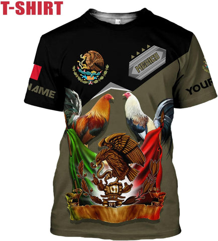 MoonArt Personalized Name Mexican Shirts for Men, Rooster Mexico Shirts for Men, Mexico Shirt Eagle Flag Mexican Eagle