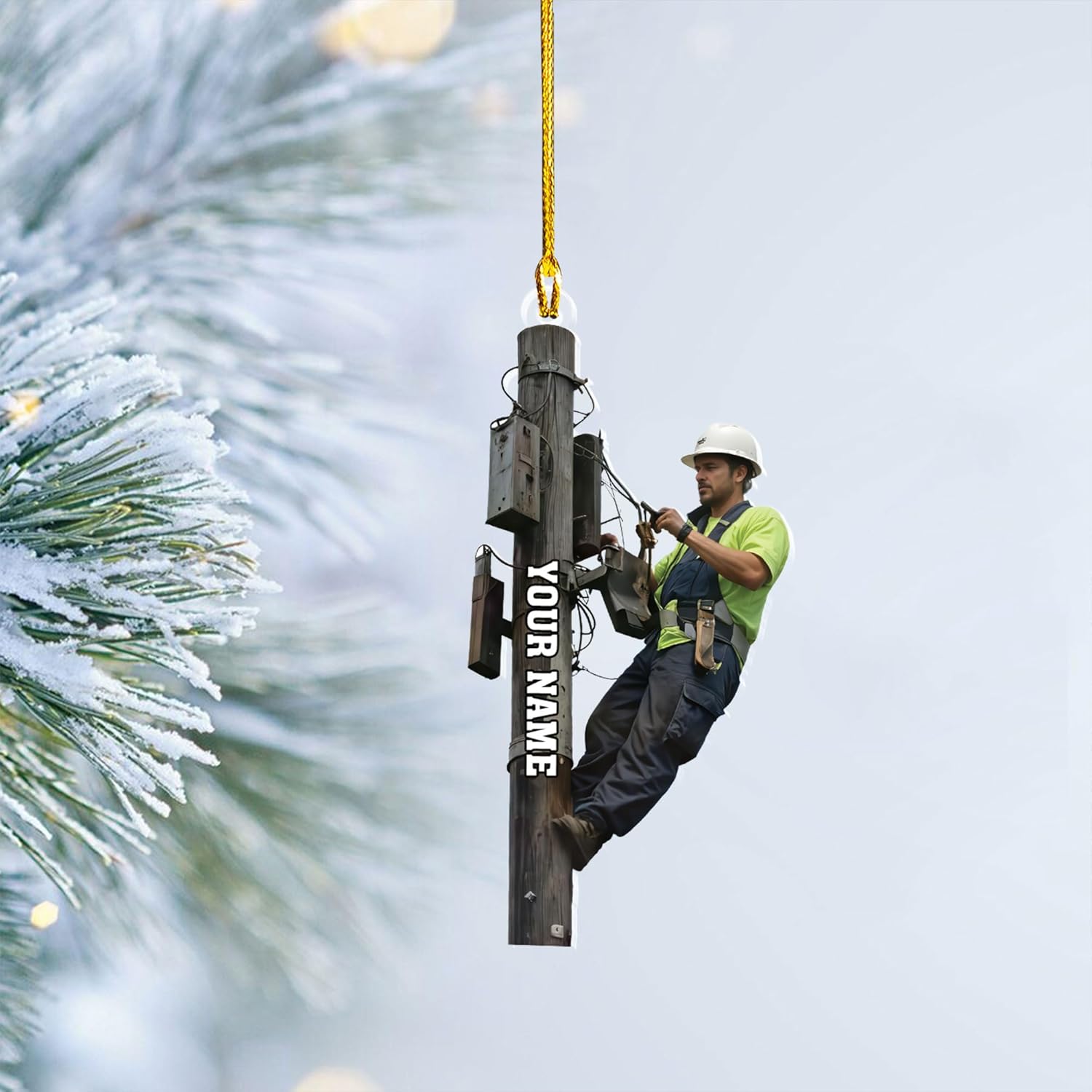 MAPrints Personalized Lineman Christmas Ornaments 2024, Line Man Ornaments, Electrician Acrylic 2D Flat Ornament, Electric Worker Ornament, Lineman Christmas Hanging Ornament, Gifts for Lineman (LM 2)