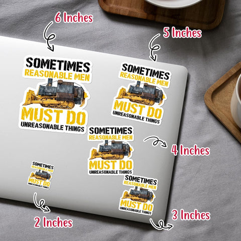 3 Pcs Sometimes Reasonable Men Must Do Unreasonable Things Sticker, Truck and Tractor Stickers, Excavator Gifts for Men, Sleep Token Car - Vinyl Sticker 3 Inches for Water Bottles Laptop Phone Car