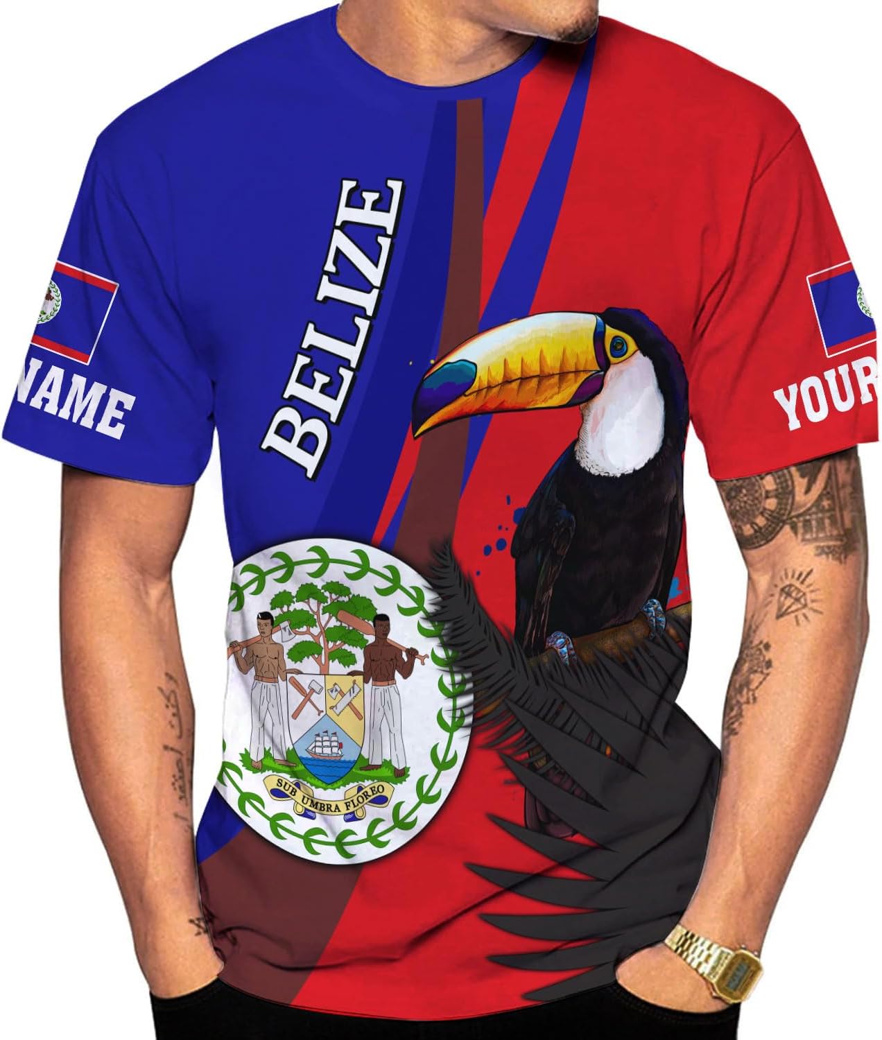 Artparel Personalized Belize Shirt Coat of Arms of Belize Flag Shirts Belizean Country Flag Gift T-Shirt Belizean Shirt S-5XL