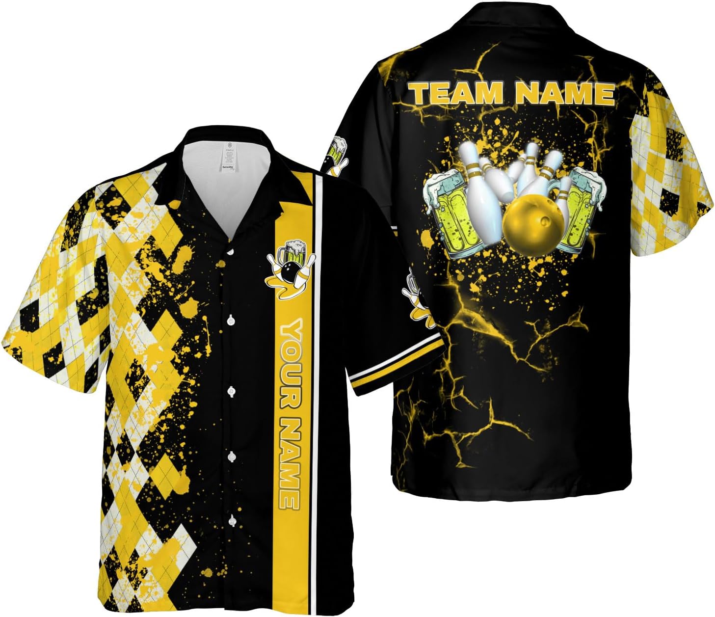 Pretyprints Custom Bowling Hawaiian Shirt 3D Men Women Personalized Button Down Short Sleeve Team Gifts Lover