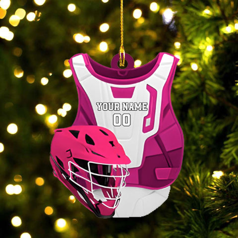 HomeDesign Personalized Lacrosse Ornament, Lacrosse Amor Shape Flat Ornament, Lacrosse Helmet Ornaments, Gifts for Lacrosse Lovers, Lacrosse Players, Lacrosse Christmas Ornament (LA 6)