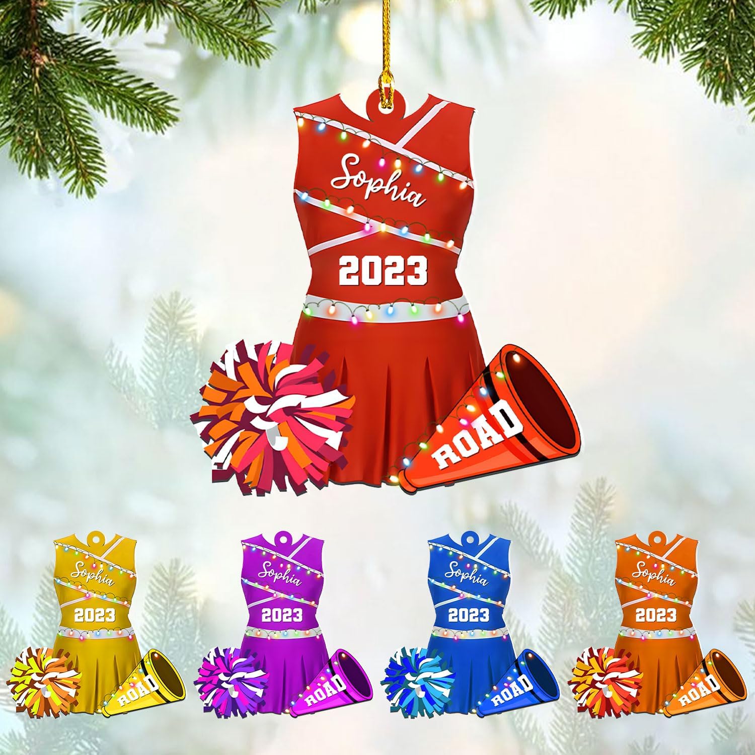 RoyalBro Personalized Cheerleader Christmas Ornament 2023, Cheer Girl Dancer with Pompom, Cheerleading Lovers Ornaments Cheerleading Ornament Gift Cheer Cheerleader Ornaments Xmas (C4)