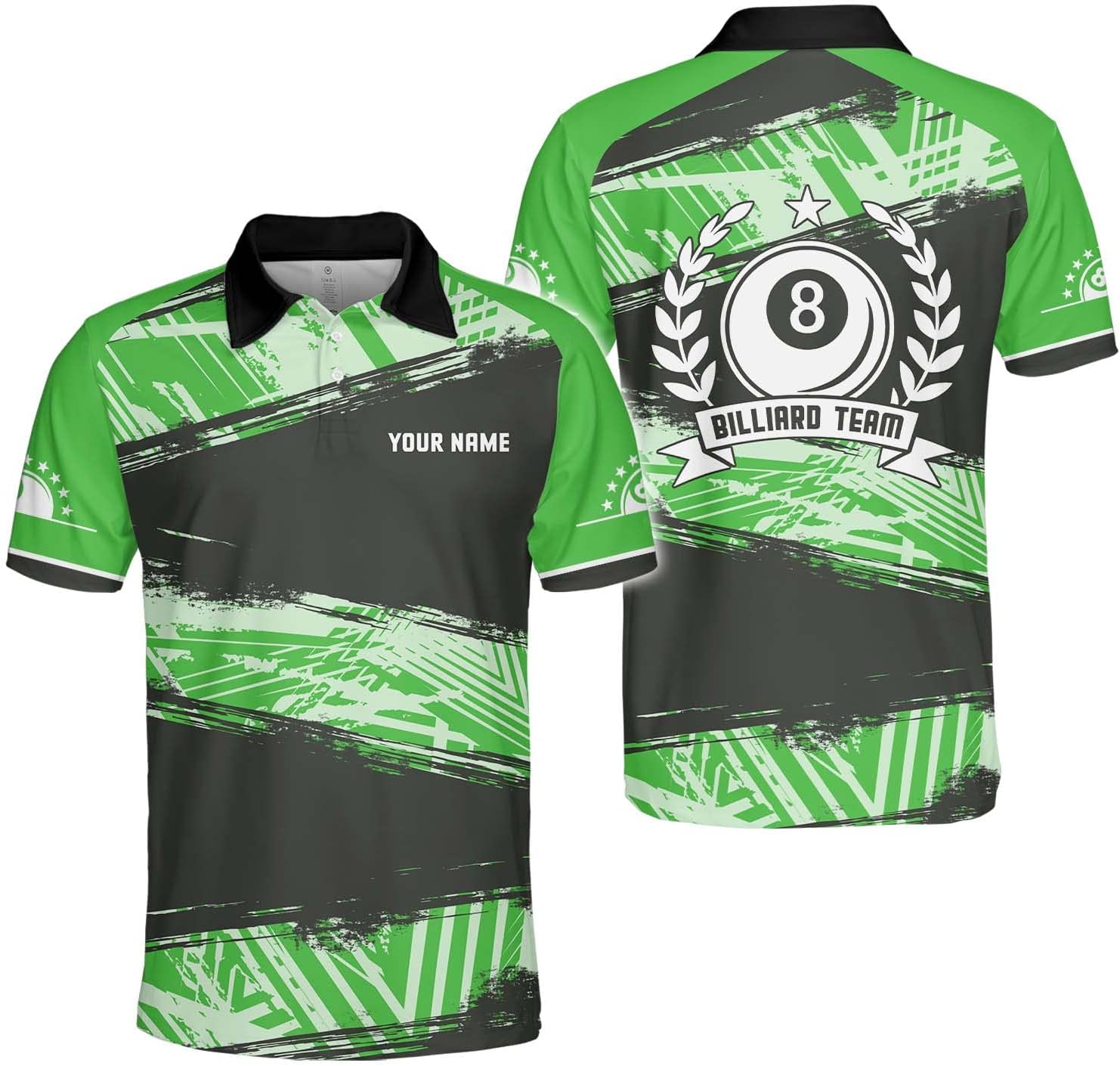 Personalized 8 Ball Polo Shirt, Billiard Shirt Custom Billiard Player 3D Print Shirts for Men Women Teams Pool (Polyester, PL26)