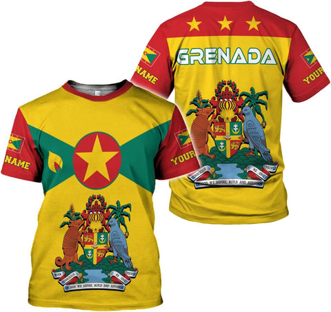 Personalized Name Grenada Shirts for Men, Grenada Shirts for Women, Proud Grenadan Shirts, Grenadian Flag Pride Shirt