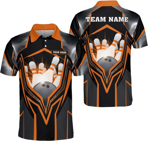 Ligthuy Personalized Name Bowling Polo Shirts 3D for Men and Women, Bowling Shirt, Bowling Shirts for Men Team Bowling Shirt