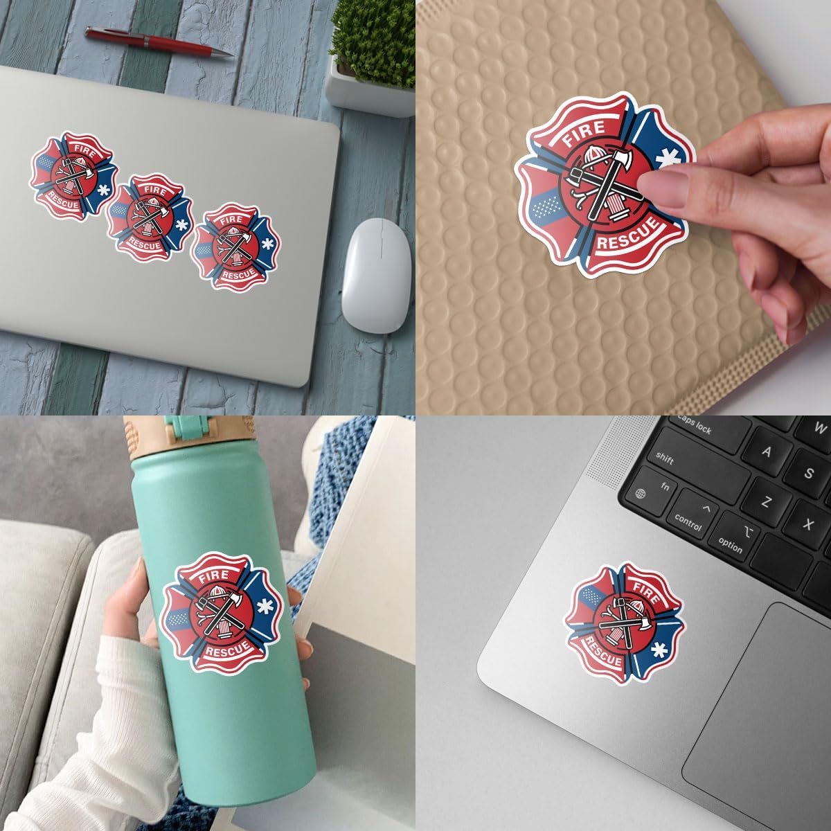 (3Pcs) Firefighter Decal Sticker, 911 Firefighter Sticker, Fire Helmet Stickers, Fire Deparment Logo Sticker Fireman Emergency Services - Stickers for Laptop Water Bottle Phone Car Helmet 3" (FF 1)