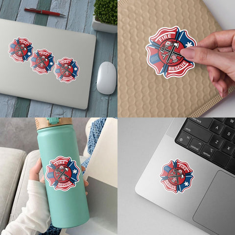 (3Pcs) Firefighter Decal Sticker, 911 Firefighter Sticker, Fire Helmet Stickers, Fire Deparment Logo Sticker Fireman Emergency Services - Stickers for Laptop Water Bottle Phone Car Helmet 3" (FF 1)