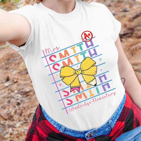 Pretyprints Customized Name Teacher Shirt Personalized Name Teacher Shirt Kindergarten Teacher Shirt Elementary Teacher