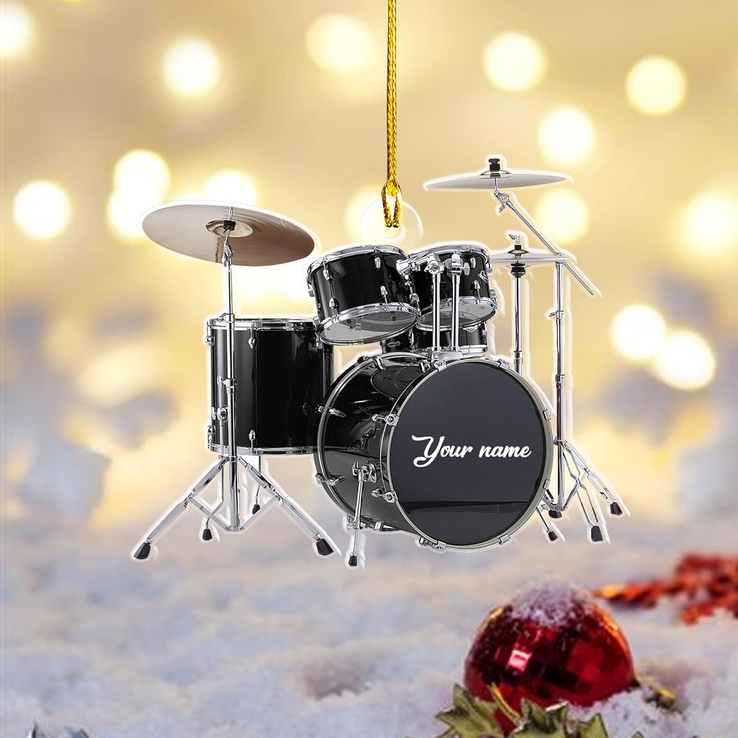 Podagree Personalized Drum Set Ornaments for Christmas, Customized Drummer Playing Drum Christmas Ornament 2023, Custom Name Year Drummer Xmas Ornament, Instrument Ornaments, Drum Ornament Xmas (DR9)