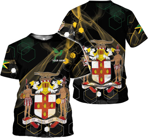 Ligthuy Personalized Jamaica Shirt 3D, Custom Jamaica Flag Lion Shirt for Men and Women, Jamaican Pride T-Shirt Unisex