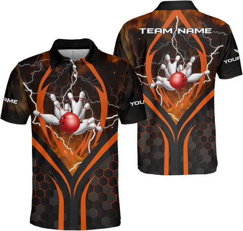 Ligthuy Personalized Name Bowling Polo Shirts 3D for Men and Women, Bowling Shirt, Bowling Team