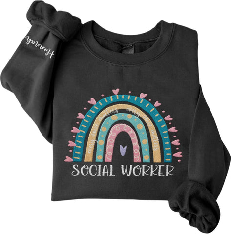 Custom Social Worker Embroidered Sweatshirt Future Social Worker Shirt Gift School Social Worker for Women Crewneck Pullovers