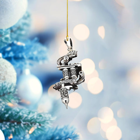Personalized Tattoo Ornament, Tattoo Artist Christmas Ornaments 2024, Christmas Tattoos for Ornaments Gifts for Tattoo Artists Tattoo Machine Tattoo Shop Tattoo Artist Gifts Tree Decor (Tattoo 9)