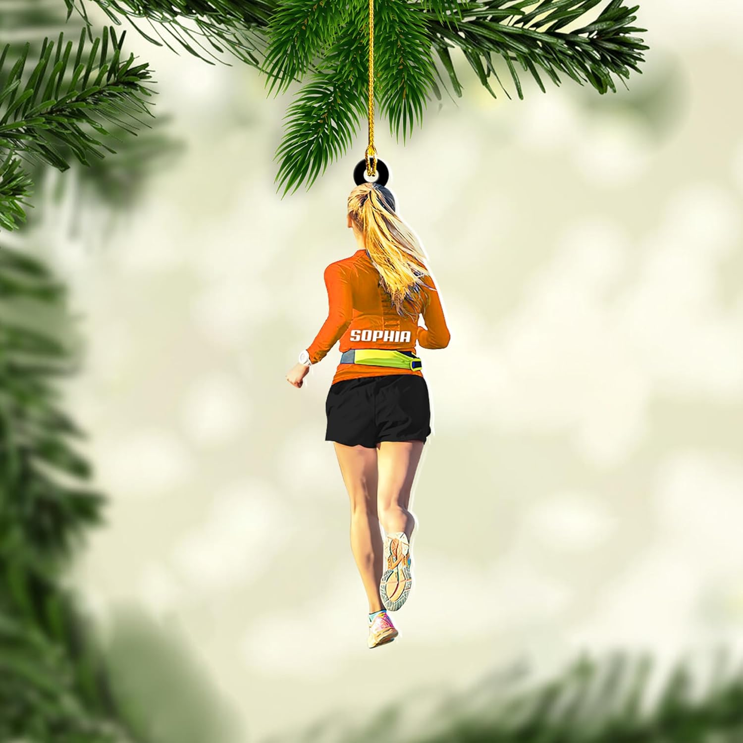 Personalized Running Ornament, Half Marathon Runner Ornament, Cross Country Christmas Ornament, Track and Field Christmas Ornaments for Runners Girl Shoes Ornament Gift for Athletes Running Man (RN2)