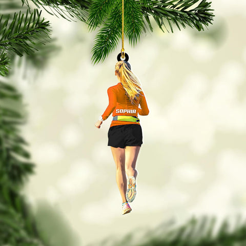 Personalized Running Ornament, Half Marathon Runner Ornament, Cross Country Christmas Ornament, Track and Field Christmas Ornaments for Runners Girl Shoes Ornament Gift for Athletes Running Man (RN2)