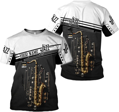 Mostprints Personalized Name Saxaphone Shirt 3D, Saxophone Shirt Gift, Saxophone Gifts Shirt for Men and Women S-5XL