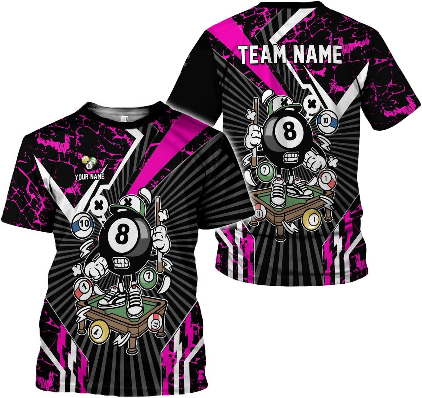 Ligthuy Personalized Name Billiard Shirts 3D, Billiards Shirt 8 Ball Billiard Shirt Custom Men's Pool Men Women1