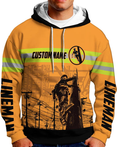 Personalized Lineman 3D Print Hoodies Unisex Pullover Hoodie Gift For Men, Women, Full Size S-5XL For Men Women