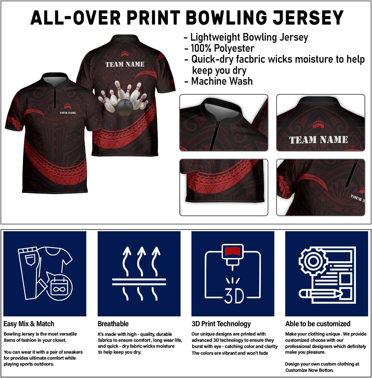 Pretyprints Personalized Name Bowling Baseball Jersey, Bowling Shirts for Men, Bowling Jerseys for Team, Bowling Shirts