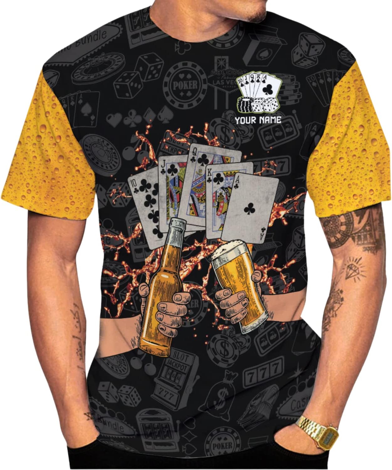 Personalized Poker Shirt, Poker Player Shirt, Funny Casino Poker Pattern 3D Over Print, Unisex Poker Tshirt Men Women