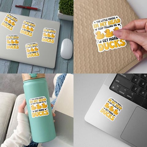 3 Pcs The Little Voices in My Head Keep Telling Me Get More Ducks Sticker Funny Cute Duck Stickers Little Voices Get More Ducks Decals Trucks for Laptop Bottle Phone Hard Hat Helmet Gifts 3"x3"