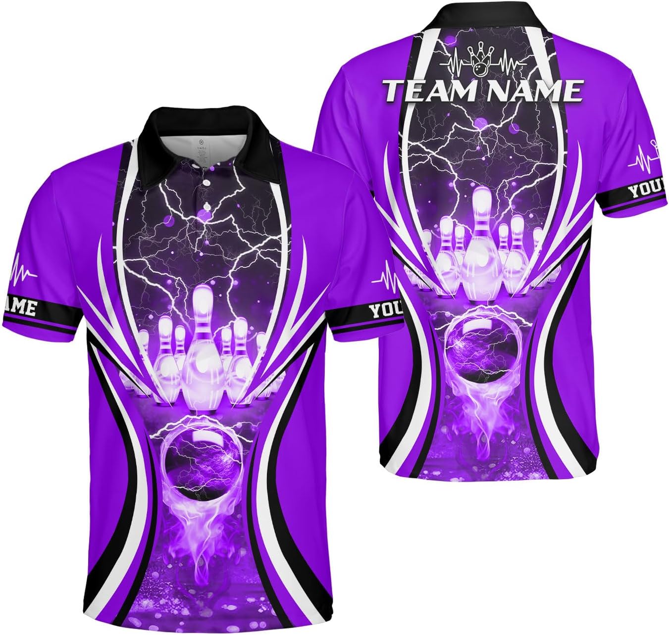 Ligthuy Personalized Name Bowling Polo Shirts 3D for Men and Women, Bowling Shirt, Bowling Shirts for Men Team Bowling Shirt