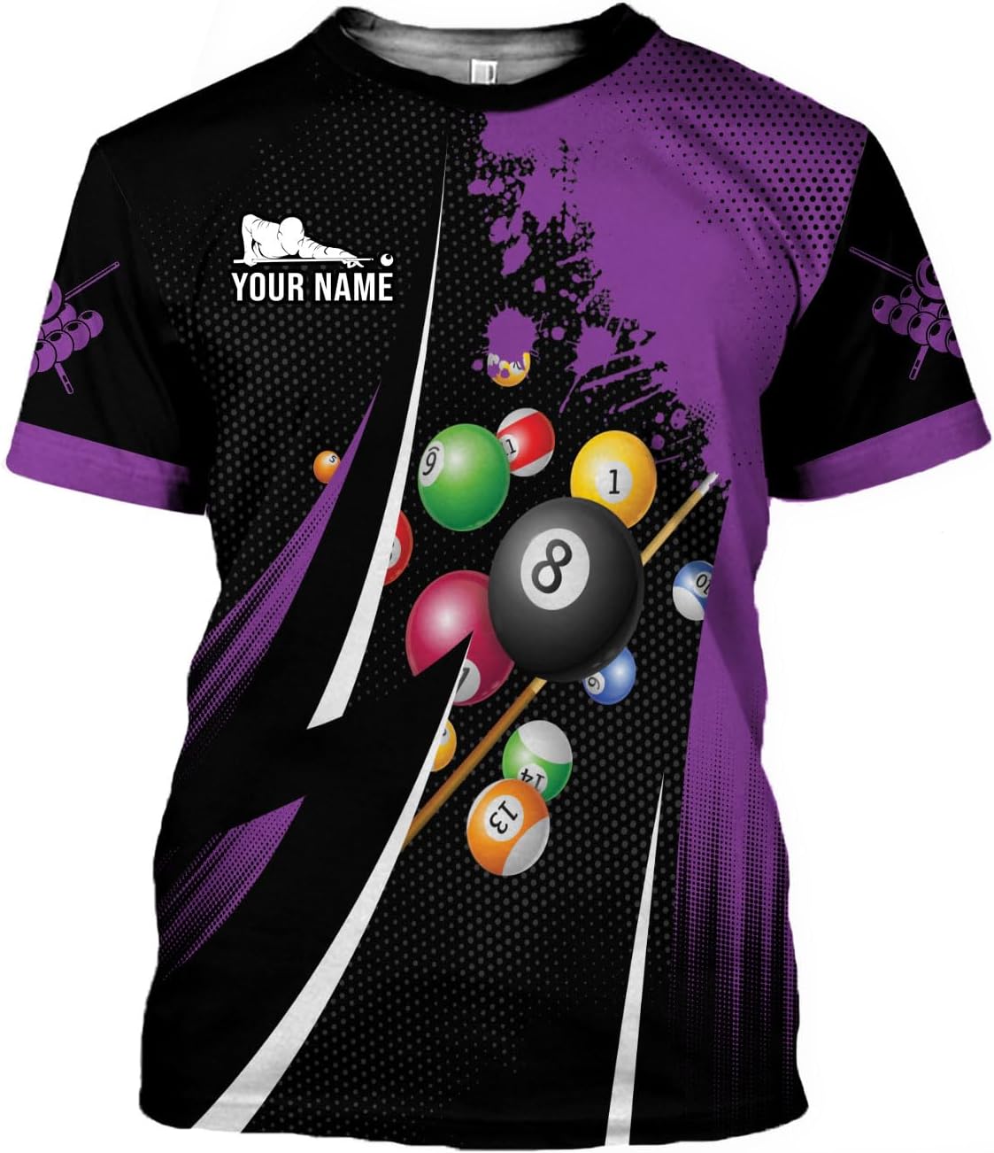 MoonArt Personalized Billiard Shirts 3D Billiard Shirt Custom Billiard Flag Shirt Men's Pool Billiards Shirt 8 Ball Men Women