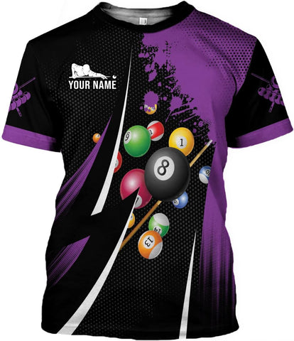 MoonArt Personalized Billiard Shirts 3D Billiard Shirt Custom Billiard Flag Shirt Men's Pool Billiards Shirt 8 Ball Men Women