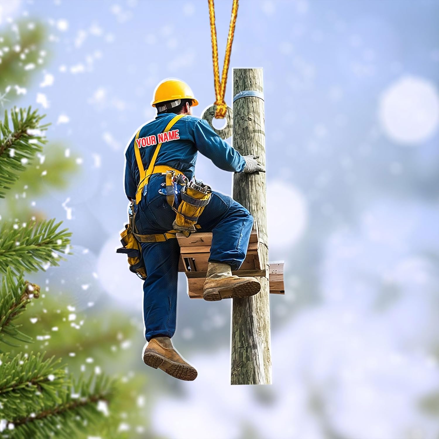 HomeDesign Personalized Lineman Ornament Custom Lineman Ornaments Line Man Christmas Ornaments Gifts for Lineman Ornament Lineman Christmas Hanging Ornament Lineman Gift Xmas Tree (Lm5)