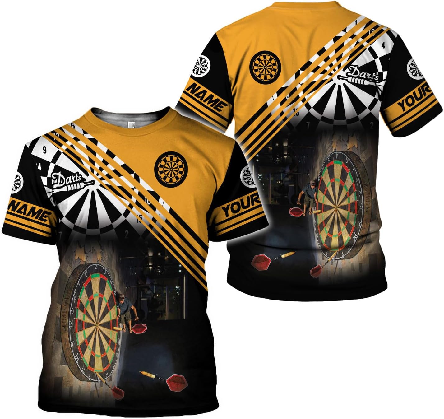 Personalized Name Dart Shirts 3D, Custom Mens Dart Shirts, Dart Shirts for Teams, Funny Dart T-Shirts for Men and Women