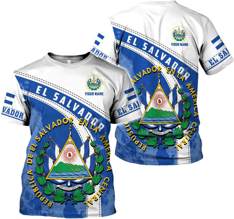 Ligthuy Personalized Name El Salvador Shirt 3D, El Salvador Flag Shirt for Men Women, Unisex T-Shirts S-5XL