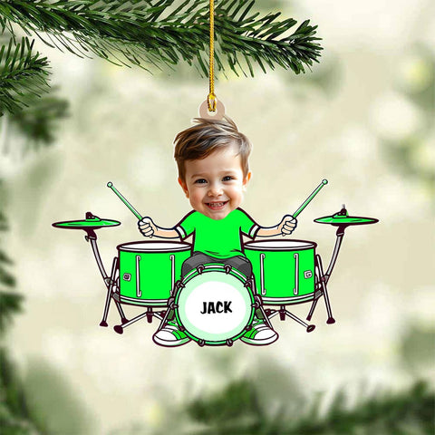 Podagree Personalized Drum Set Ornaments for Christmas, Customized Drummer Playing Drum Christmas Ornament, Custom Name Year Drummer Xmas Ornament, Instrument Ornaments, Drum Ornament Xmas (DRM10)