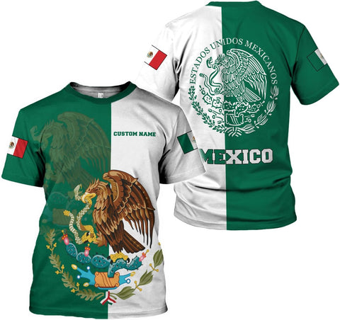 Personalized Mexican Shirts for Men 3D Customized Mexico Shirts for Men Mexico Shirts for Women Mexico Flag Shirt (HD181)
