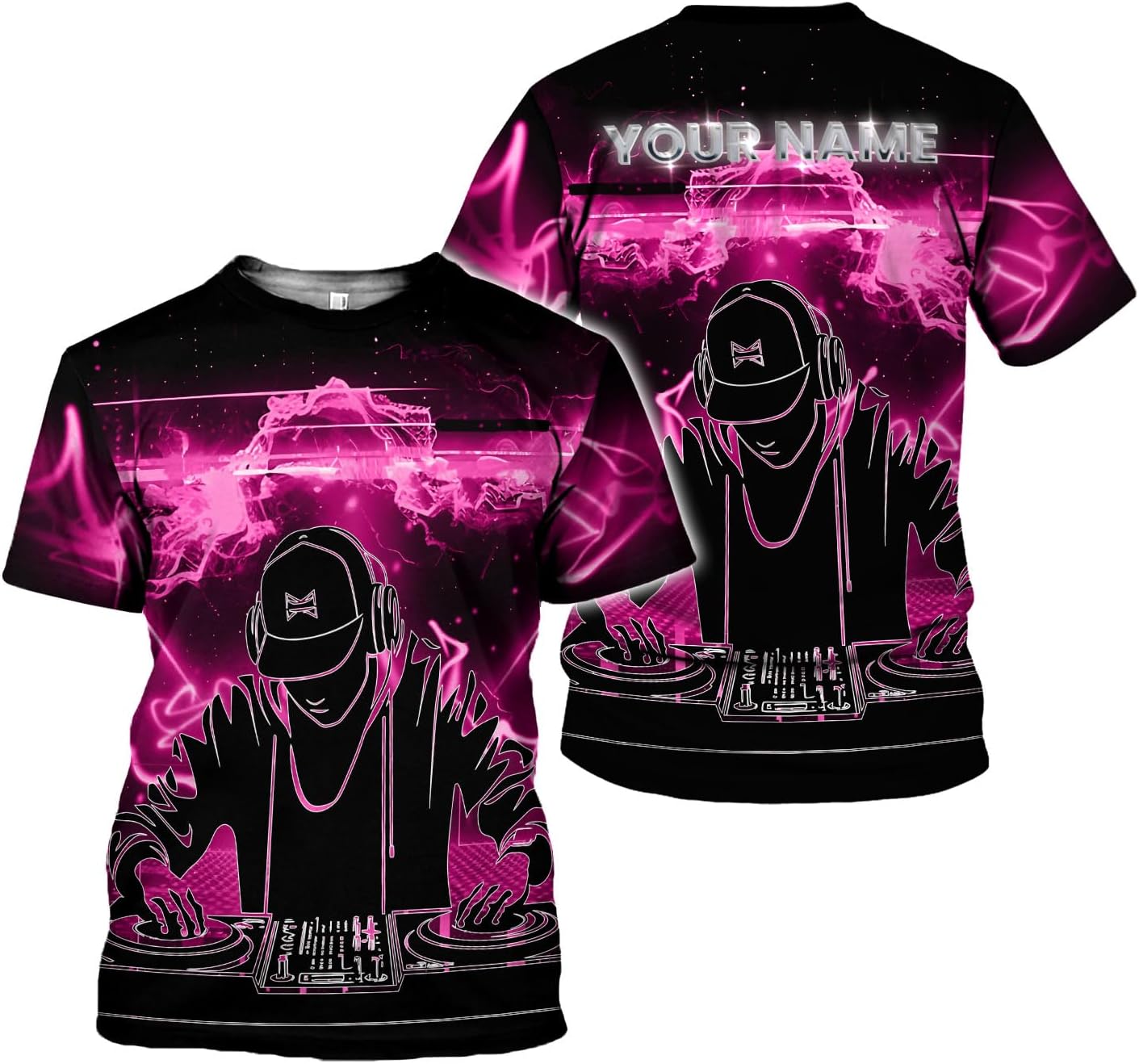 Personalized DJ Shirt, Custom DJ Shirts for Men DJ Player Music Lover DJ Gifts Music EDM Festival Cool DJ Party Djs Disc Tee