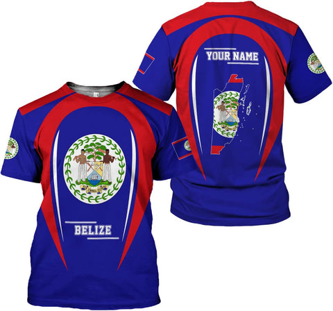 Personalized Belize Shirt for Men and Women, Coat of Arms of Belize Flag Flag Shirt, Belizean Country Flag Gift